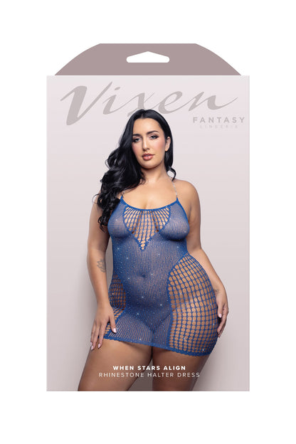 Fantasy Vixen When Stars Align Rhinestone Halter Dress