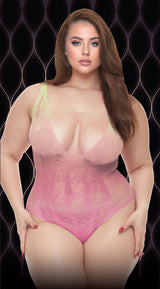 Lapdance Queen Pink Rosy Sunset Bodysuit Bodystocking Ombre