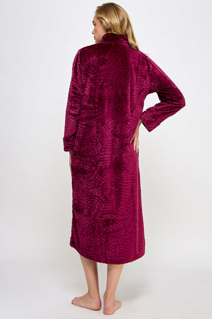 BeWicked Sabrina Robe Zipper Front Closure Long Sleeve Burgundy