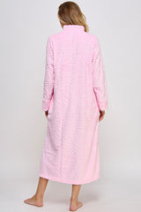 BeWicked Sabrina Robe Zipper Front Closure Long Sleeve Pink