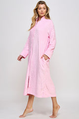 BeWicked Sabrina Robe Zipper Front Closure Long Sleeve Pink