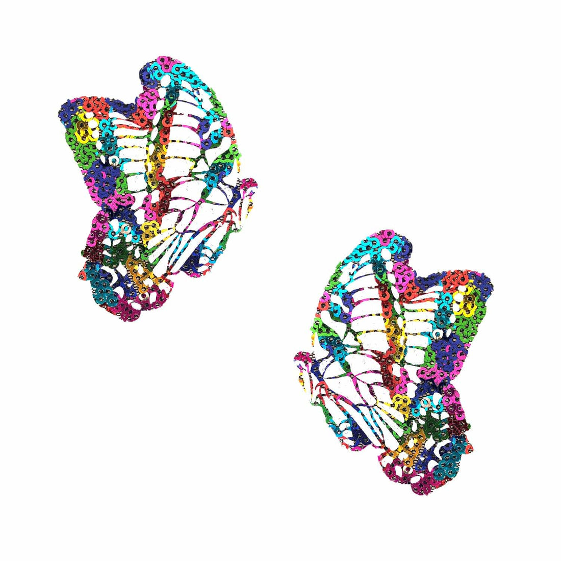 Neva Nude Sequin Mesh Beautiful Butterfly Kisses Pasties - Multicolor
