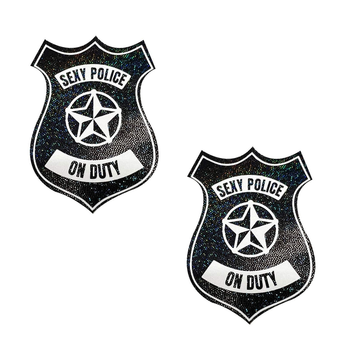 Neva Nude Sexy Police Badge Pasties - Black/White