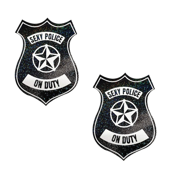 Neva Nude Sexy Police Badge Pasties - Black/White