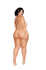 Dreamgirl Teddy and Harness - Queen Size - White
