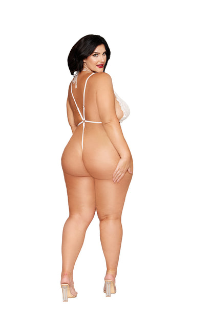 Dreamgirl Teddy and Harness - Queen Size - White