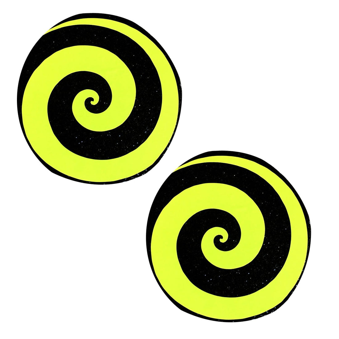 Neva Nude Starburst Blacklight Black Glitter Spiral Pasties - Neon Yellow