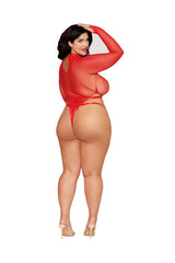 Dreamgirl Teddy and Harness - Queen Size - Poinsettia Red