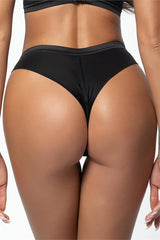 Axami 10755 Sheer Stripe Brazilian Thong Jet Black