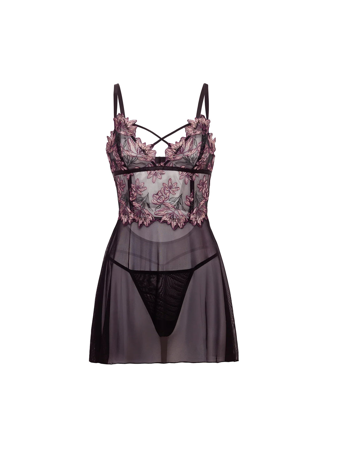 Oh la la Cheri Adela Floral Sheer Empire Waist Babydoll
