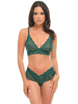 Alessia Ruffle Bralette Set Rain Forest Green