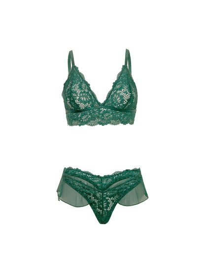 Oh la la Cheri Alessia Ruffle Bralette Set Rain Forest Green
