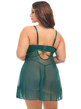 Oh la la Cheri Queen Alessia Sheer Babydoll Set Rain Forest Green