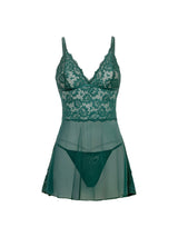 Oh la la Cheri Queen Alessia Sheer Babydoll Set Rain Forest Green