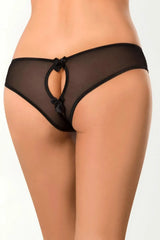 Axami Almond Jelly Peek-a-boo Bikini: tempting black lace Brazilian string with sensual cut and bows.