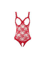 Oh la la Cheri Queen Amber Open Cup Lace Teddy Red