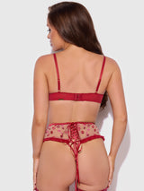 Angelina Kiss Lips Embroidery Open Cup Bra Set