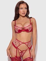 Angelina Kiss Lips Embroidery Open Cup Bra Set