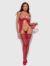 House of Desire Angelina Kiss Lips Embroidery Stockings