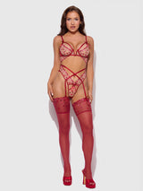 Angelina Lips Embroidery Cutout Teddy