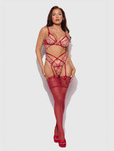 House of Desire Queen Angelina Lips Embroidery Cutout Teddy
