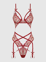 Angelina Lips Embroidery Cutout Teddy