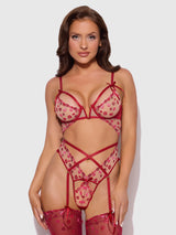House of Desire Queen Angelina Lips Embroidery Cutout Teddy