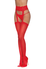 "Pantyhose With Garters - One Size - Red DG-0013REDOS"