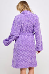 BeWicked Ariel Robe Jacquard Plush Long Sleeve with Pockets Purple