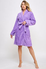 BeWicked Ariel Robe Jacquard Plush Long Sleeve with Pockets Purple