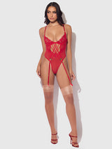 House of Desire Queen Ashley Alexiss Lace Teddy Crimson Red
