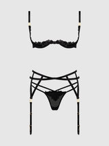 Ashley Alexiss Open Cup Bra, Garter & G-String Set