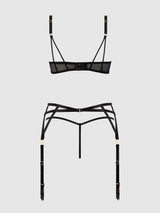 Ashley Alexiss Open Cup Bra, Garter & G-String Set