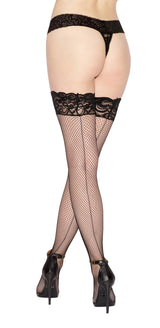 Dreamgirl Fishnet Thigh High - One Size - Black