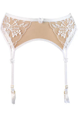 Duchessa Sheer Garter Belt White/Nude