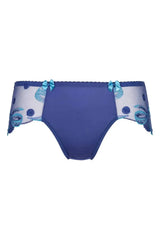 Axami Bal Harbour Bikini Briefs: elegant blue design with turquoise lace inserts and fancy bows motif.
