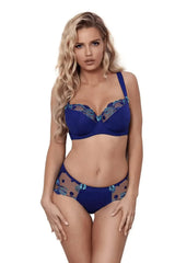 Stunning Axami Bal Harbour padded balconette bra and matching panties in vibrant blue with delicate embroidery.