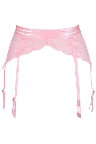 On the Clouds Lace Garter Belt Pink