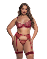Roma Confidential Beaded Belle Garter Bra Set Metallic Wine Embroidery