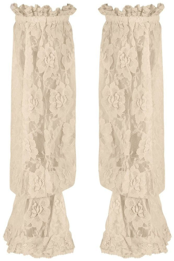 Daisy Corsets Beige Sheer Lace Smocked Sleeves