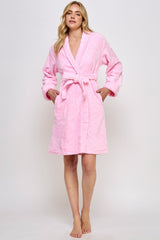 BeWicked Ariel Robe Jacquard Plush Long Sleeve with Pockets Pink