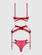 Bianca Strappy Lace Bra, Garter & Hipster Set