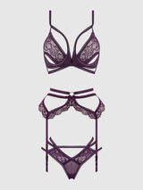 Bianca Strappy Lace Bra, Garter & Hipster Set