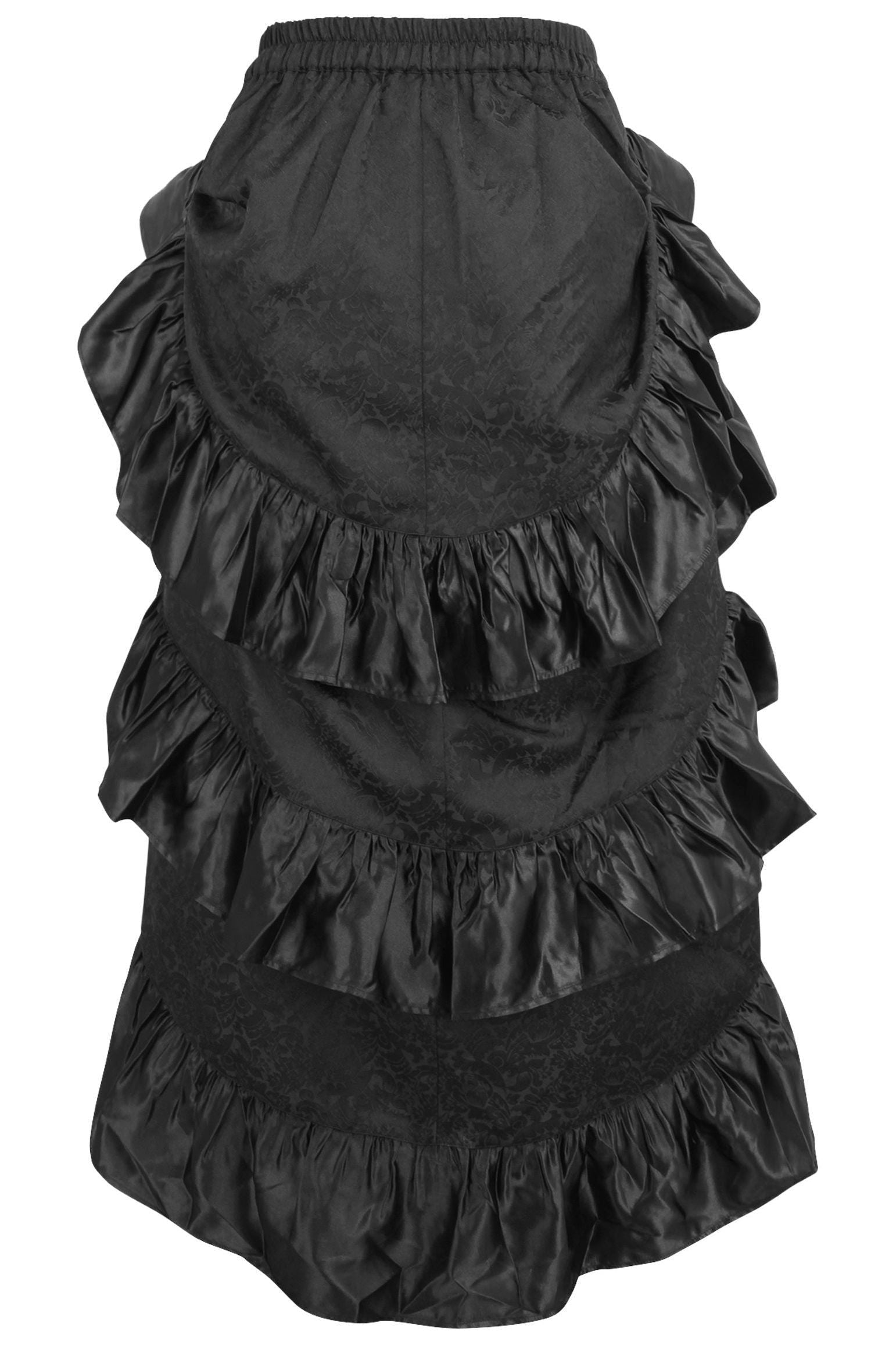 Black Brocade Adjustable High Low Bustle Skirt - Daisy Corsets