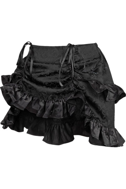 Black Brocade Ruched Bustle Skirt - Daisy Corsets