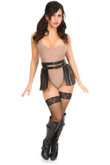 Black & Gold Vegan Leather Fringe Skirt - Daisy Corsets