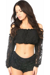 Daisy Corsets Lined Lace Long Sleeve Peasant Top