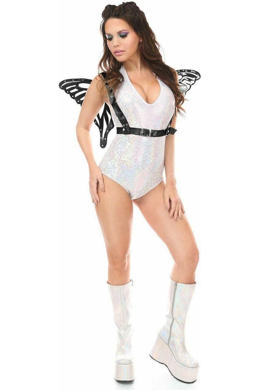 Black Patent Large Butterfly Wing Body Harness - Daisy Corsets