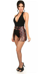 Daisy Corsets Black & Skull Faux Leather Fringe Skirt
