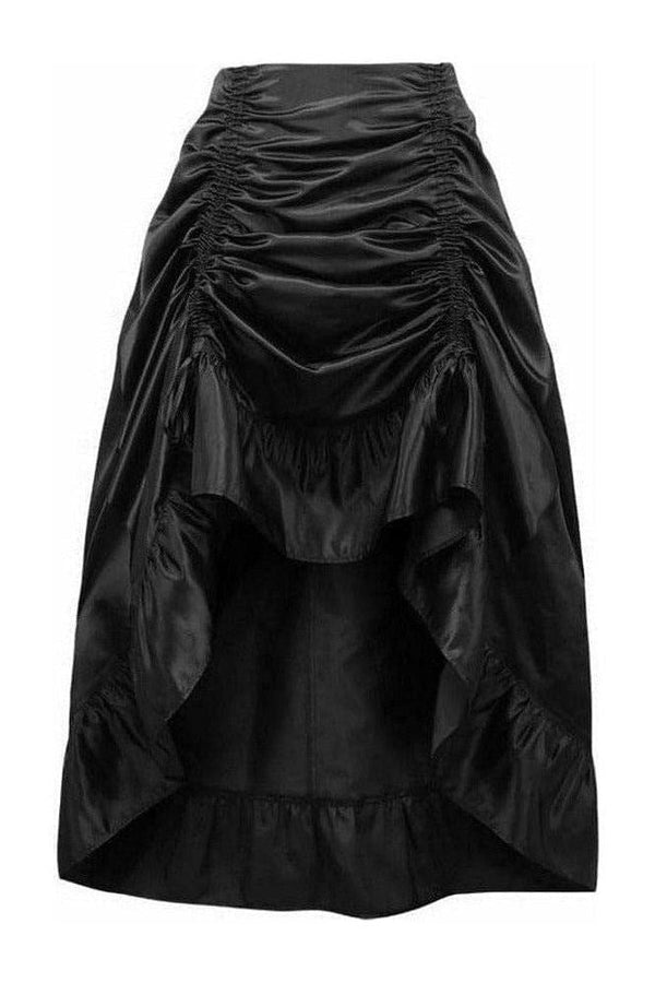 Daisy Corsets Black Satin Hi Low Ruched Ruffle Skirt
